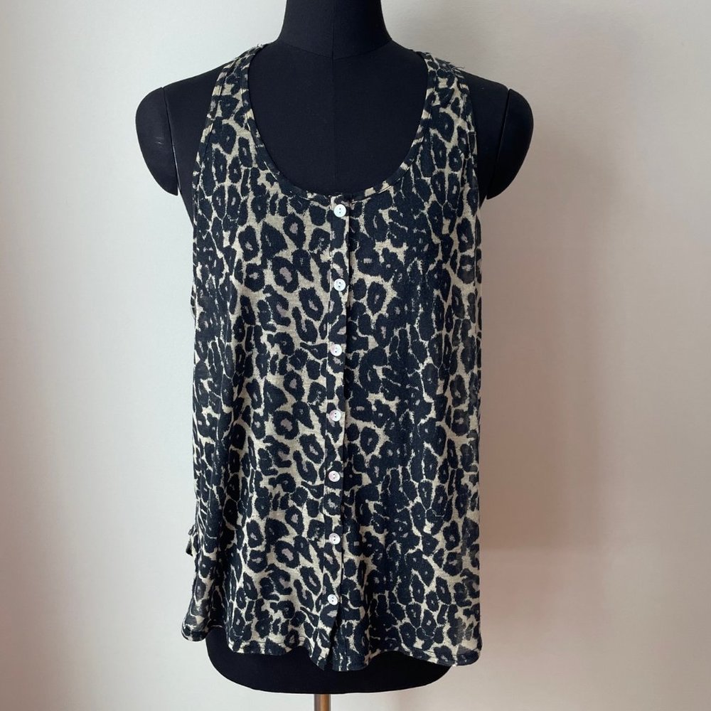 MINKPINK Leopard Print Racerback Sheer Tank